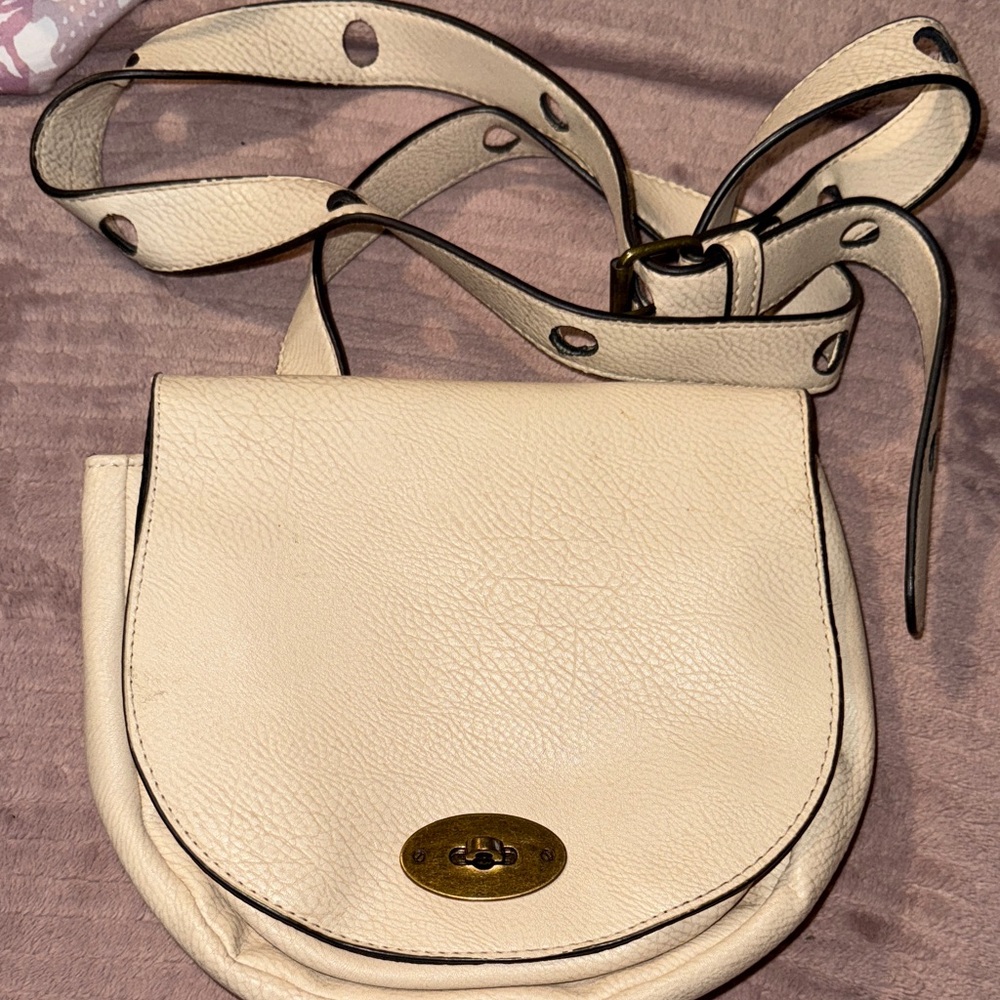 Cream Leather Crossbody Bag
